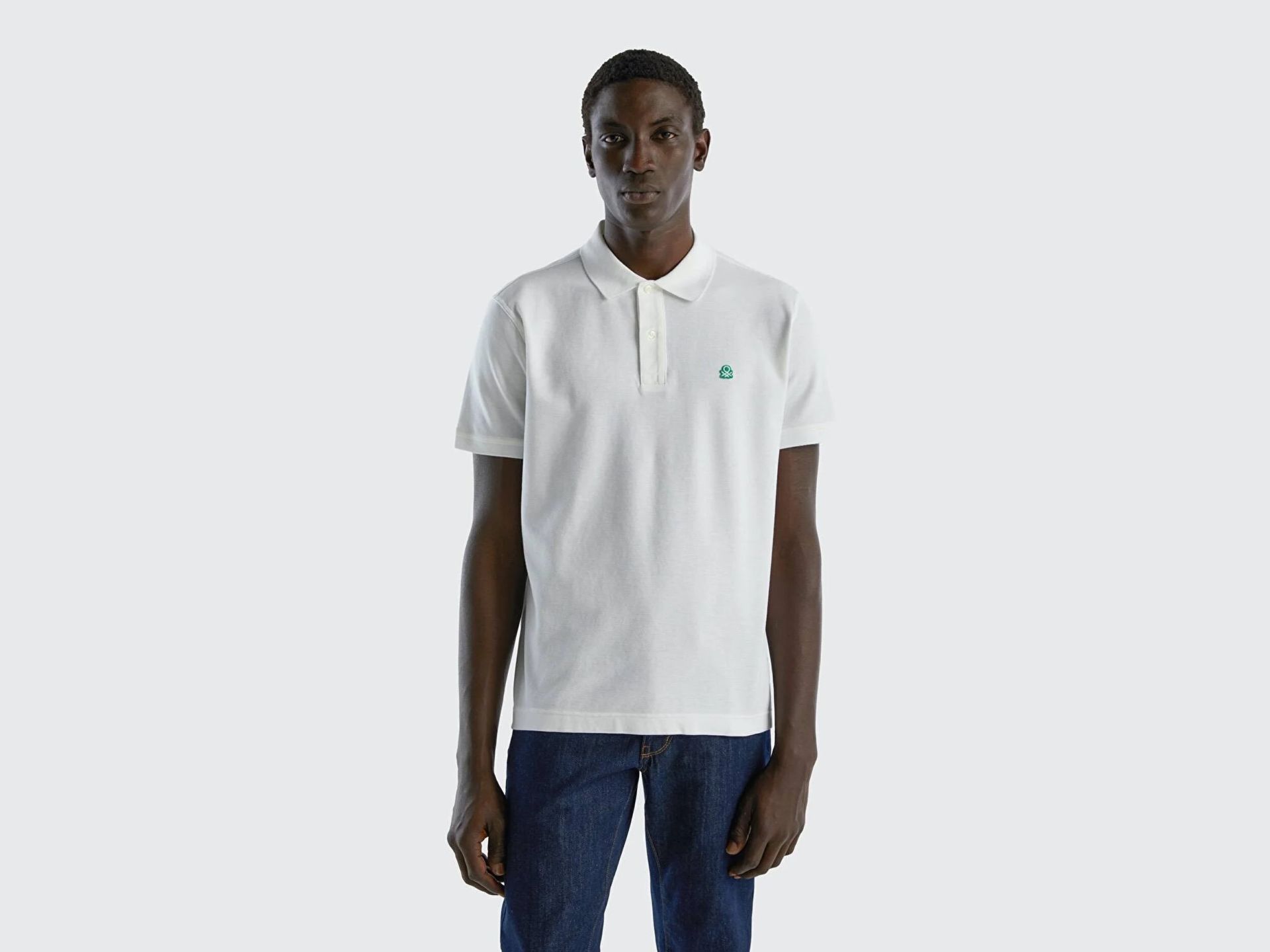 ERKEK BEYAZ REGULAR FİT KISA KOLLU POLO TSHİRT