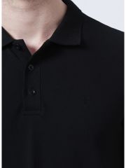 Fabrika Polo Yaka Düz Siyah Erkek T-Shirt BORAMIR-Y