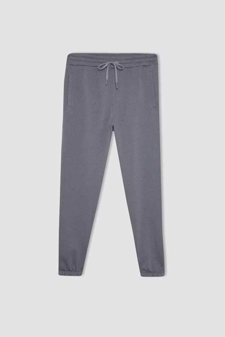 Standart Fit Beli Bağcıklı Lastikli Paça Cepli Basic Düz Jogger Eşofman Altı